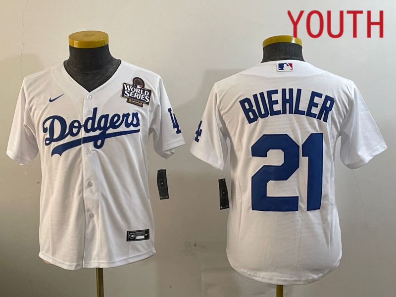 Youth Los Angeles Dodgers #21 Buehler White Game 2024 Nike MLB Jersey style 11215